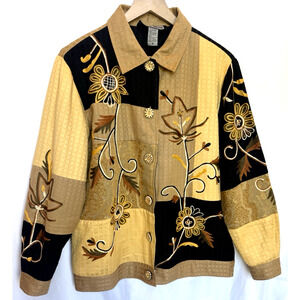 Vintage 80s Indigo Moon Womens Tapestry Embroidered Jacket Size‎ S Art To Wear